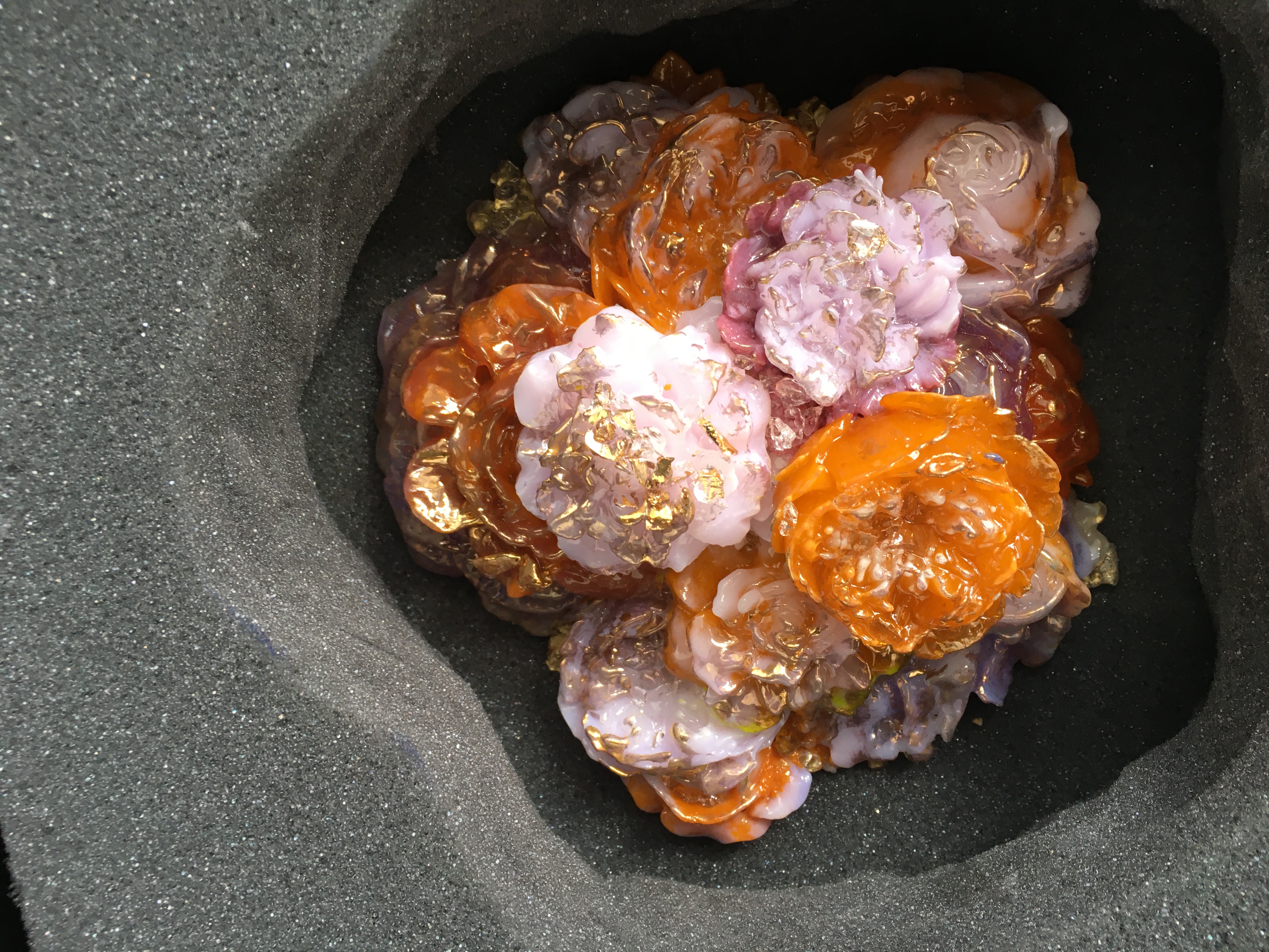 Orange and pink floral sculpture